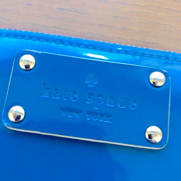 Kate Spade Pasadena Neda Blue Patrnt Leather Zip Around Accordion Wallet - Picture 3 of 10